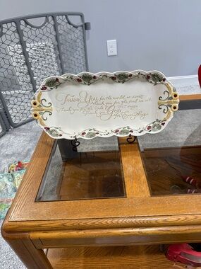 Grasslands Road Serving Platter Rectangular Thank You God for Everything Emboss